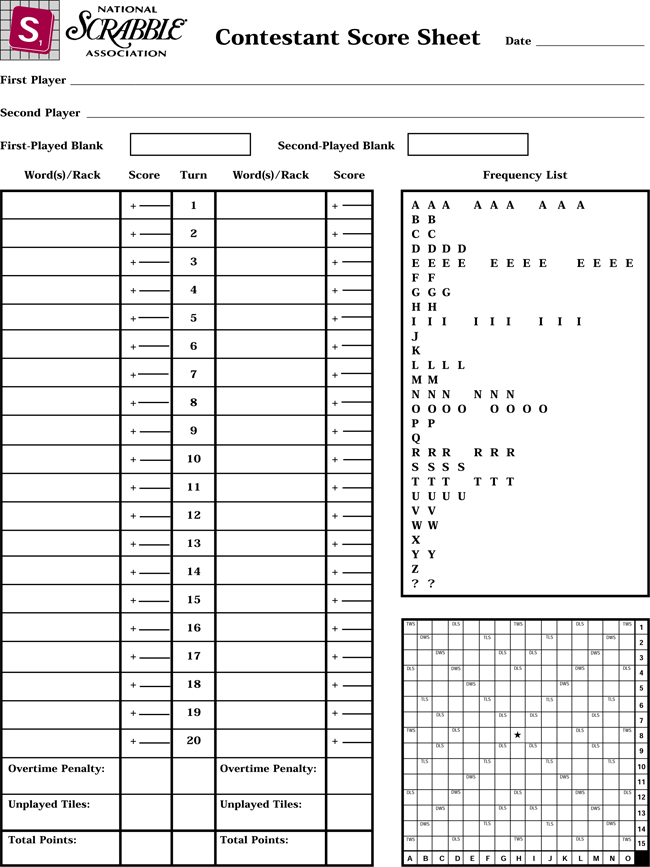 Free Printable Scrabble Score Sheet